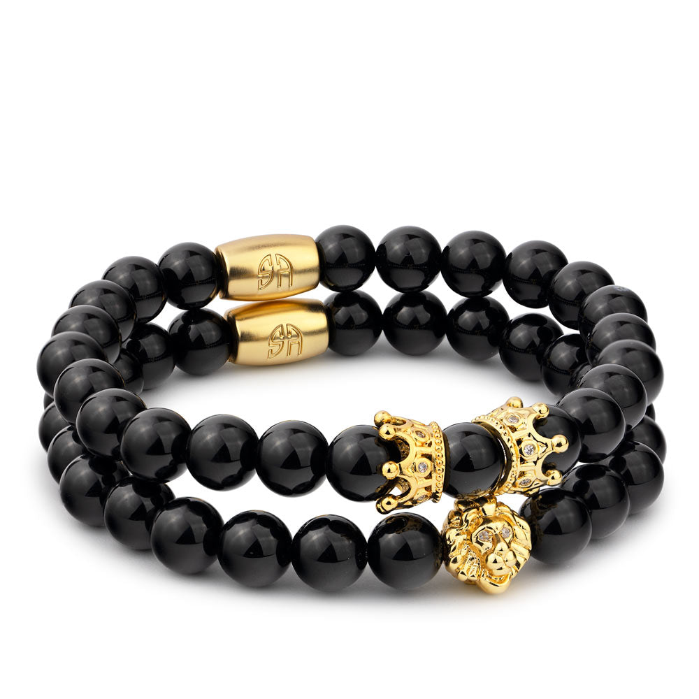 Golden Lion Twin Crown Bracelet SET